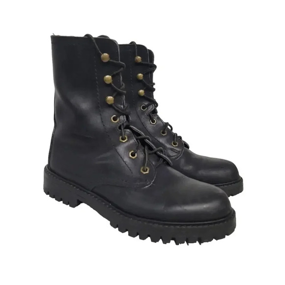 Sebago Drysides Black Leather Combat Moto Boots 7 - Picture 1 of 6